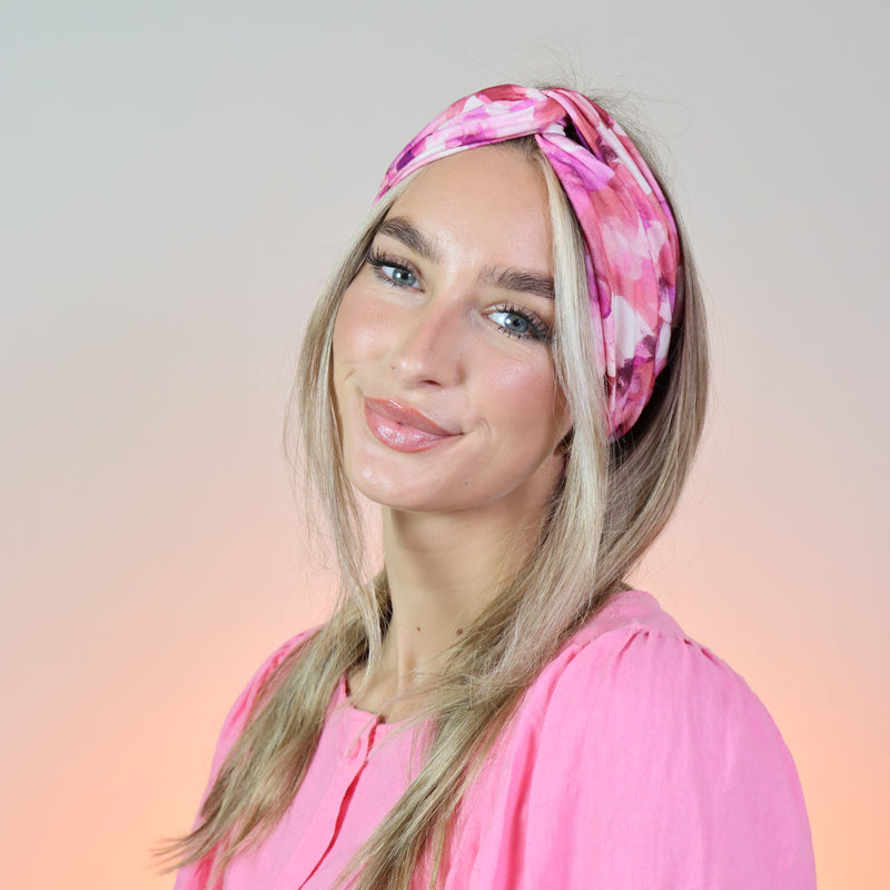 Breites Haarband Rosa Aquarell